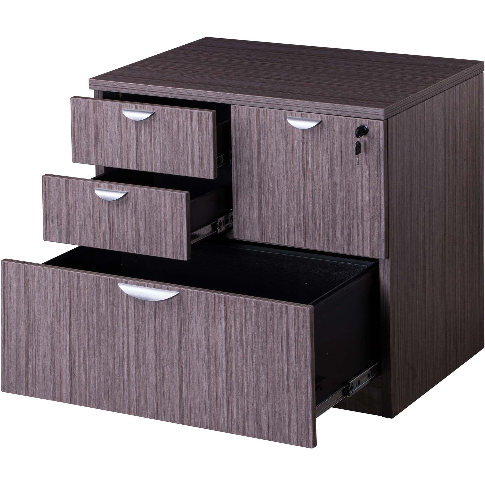 Boss Office Products Holland Series Executive U-Shaped Desk With File Storage Pedestal And Hutch, Driftwood