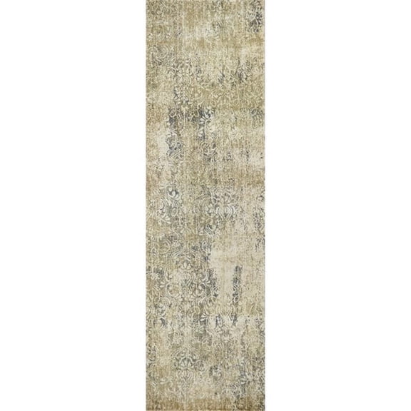 Alora Decor Euphoria 2'6" x 10' Damask Beige/Gray/Rust/Blue Hybrid Area Rug