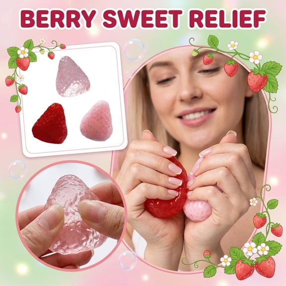 Handmade Strawberry Taba Squishy Toys: 1Pc Ultra Squishies Squishy Fidget Toys Kawaii Squeeze Toys for Students and Adults,Relieves Stress Anxiety Gifts for Birthday,Party Favors, Easter Gifts Clear