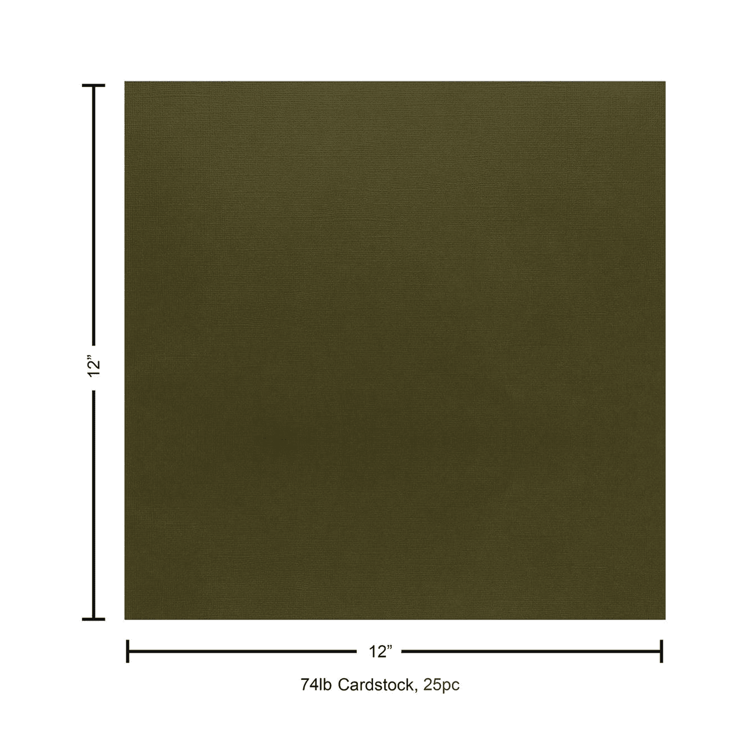 PA Paper Accents Muslin Cardstock 12" x 12" Olive Drab, 74lb colored cardstock paper for card making, scrapbooking, printing, quilling and crafts, 25 piece pack