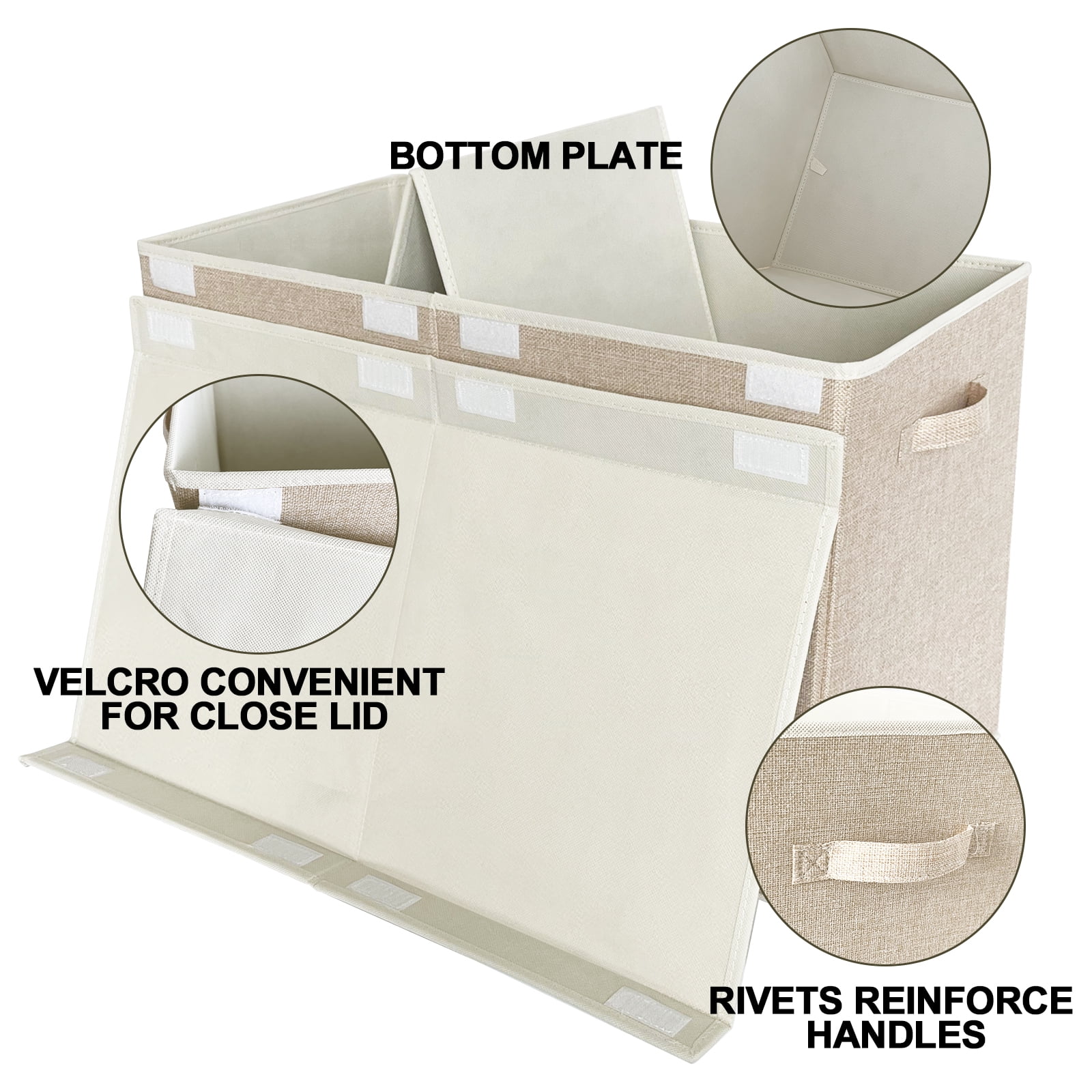 Homyfort Large Toy Box Chest Storage with Lid, Collapsible Kids Toy Container Bins for Playroom,Boys, Girls, Nursery Room, Playroom 25*13*16 inch( Beige)