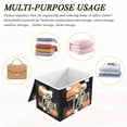 thumbnail image 7 of Foldable Fabric Storage Bin With Handle Collapsible Basket Box Storage With Lid Organizer Skeleton Drinking Coffee, 7 of 7