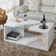 thumbnail image 3 of Furniture of America Falka Faux Marble Storage Coffee Table, White, 3 of 11