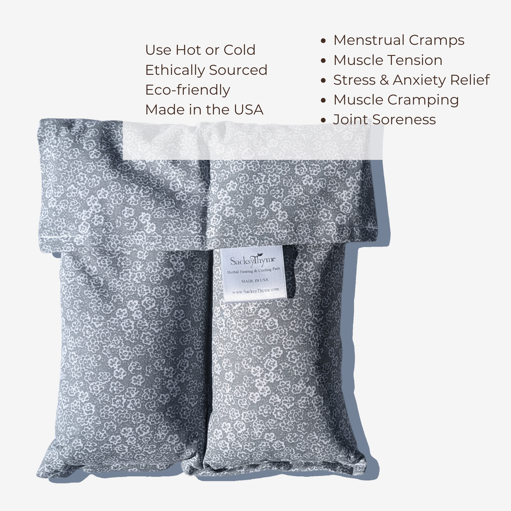 SacksyThyme Microwave Heating Pad for Pain Relief, Flaxseed & Cherry Pit Herbal Heating Pad, Hot Cold Therapy