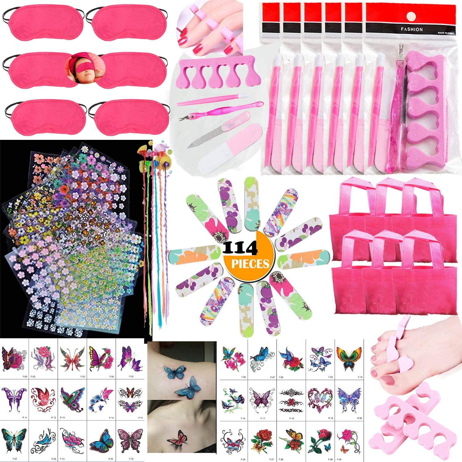 Fabric Manicure Nail Art Girls Teen Sleepover Spa Pamper Party Bags 7 treats 