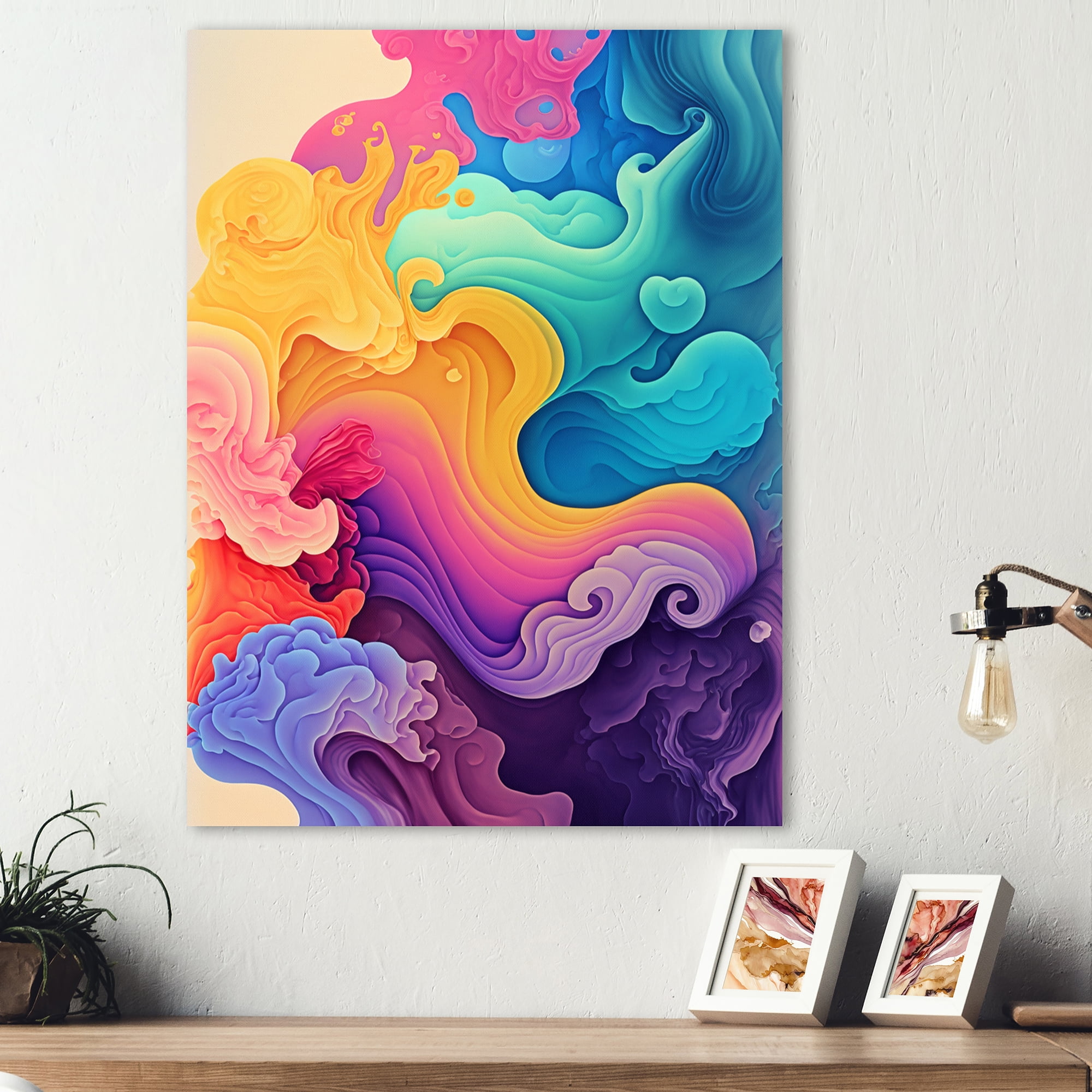 Designart Multicolor Swirly Clouds VII Canvas Wall Art
