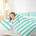 thumbnail image 4 of Feelyou Cyan Abstract Teens Full Size Comforter Sets, Modern Geometric Lines Bedding Comforter Set, Farmhouse Ticking Stripes Reversible Bedding Sets, Luxury Bedroom Decor, 3pcs, 4 of 8