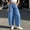 Blue, variant on Women's Polka Dot Barrel Leg Jeans Button Fly Wide Leg Denim Pants with Pockets