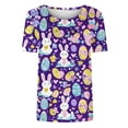 thumbnail image 4 of VBTAPA Women's Happy Easter Shirt Short Sleeve Funny Tops Rabbit Graphic Colored Eggs Print T-Shirts Easter Day Gifts Prime Sales Today Multicolor M, 4 of 6