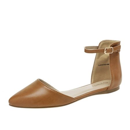 

Dream Pairs Flapointed Women s Casual Ankle Strap Flats Shoes Pointed Plain Ballet Comfort Soft Slip On Flats Shoes Flapointed-Ankle Tan Size 6.5