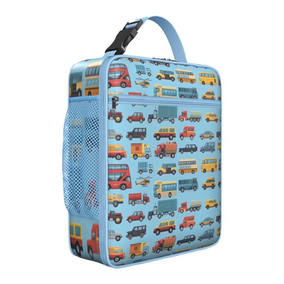 Sac à Lunch Camion de Pompiers Coloré – Sac Repas Isolé avec Design de Véhicule de Construction, Excavatrice, Tracteur, Voiture pour Déjeuner Scolaire