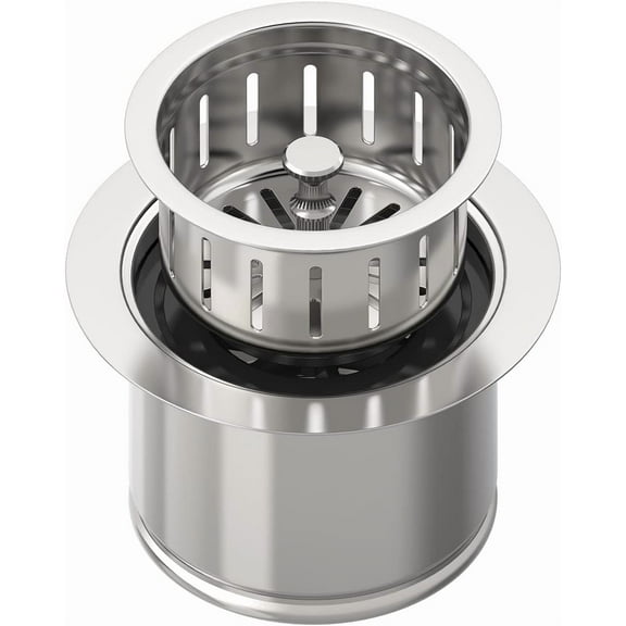 Extended Garbage Disposal Flange Basket Strainer Stopper, Deep 304 Stainless Steel Kitchen Sink Flange for 3-1/2 Inch Standard Sink Drain Hole, Polished Deep Sink Disposal Stopper