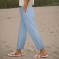 thumbnail image 2 of Futezty Women Casual Loose Elastic Waist Cotton Trouser Cropped Wide Leg Pants Women Linen Palazzo Pants Summer Boho Wide Leg High Waist Casual Beach Travel Vacation Pants, 2 of 8