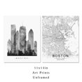 Boston Skyline, Boston Wall Art, Boston Street Map, Watercolor Skyline ...