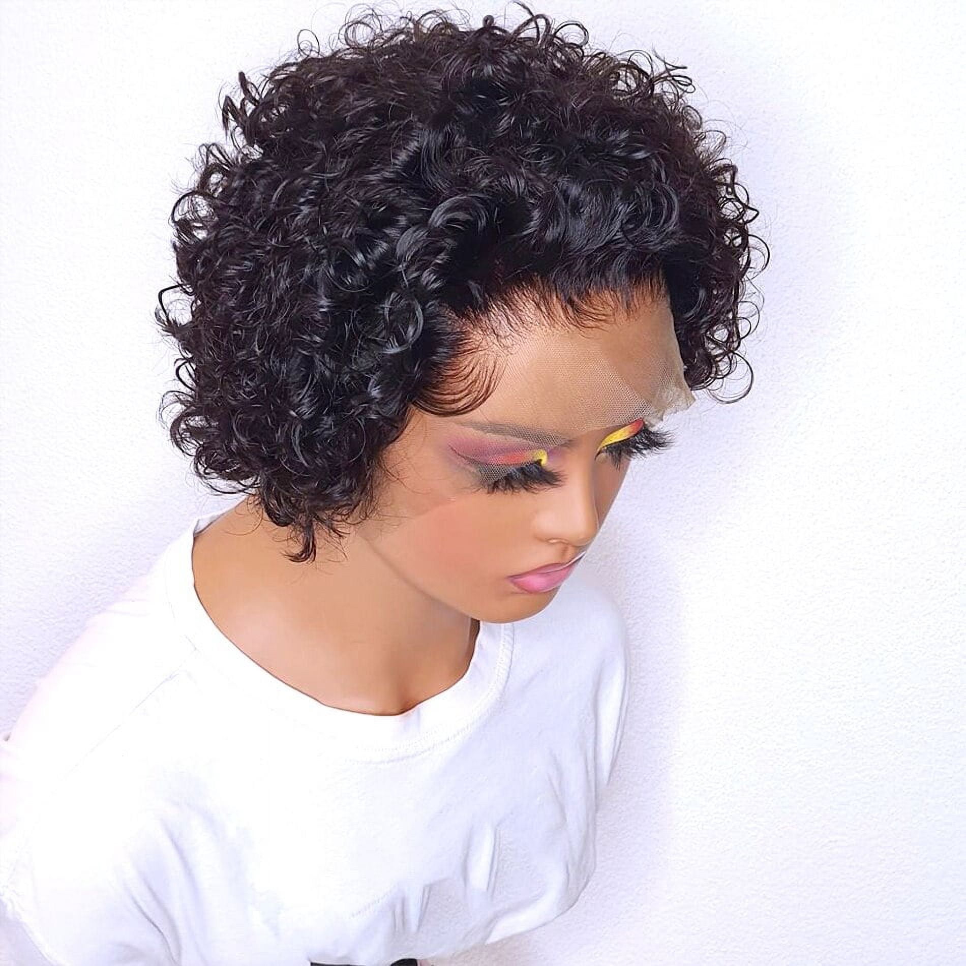 Short Wigs Virgin Hair Human Hair Curly Human Hair Wigs Cheap Pixie Cut Wig 13X1 Transparent Lace Wig Preplucked Hairline Wig
