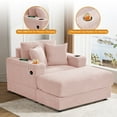 thumbnail image 4 of Wiilayok 54 inch Oversized Chaise Lounge Chair Indoor,Corduroy Upholstered Cloud Sleeper Chairs Sofa Couch with Ottoman,Cup Holder for Living Room, Apartment, Office, Pink, 4 of 9