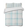 thumbnail image 2 of Quilts Full Size, Teal Beige Checkered Soft Comforter Bedding Set for Bed, Summer Modern Minimalist Lightweight Quilted Bedspread with Pillow Cover(2 Pieces) for All Season, 78x90 Inch, 2 of 9