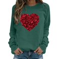 thumbnail image 2 of Outfmvch Chandails à Capuchon pour Femmes, Chemises à Manches Longues pour Femmes, Cœur d'Amour, Col Rond, Chandail en Molleton de Noël, Pull de la Saint-Valentin, Pull-Over, Vert m, 2 of 8