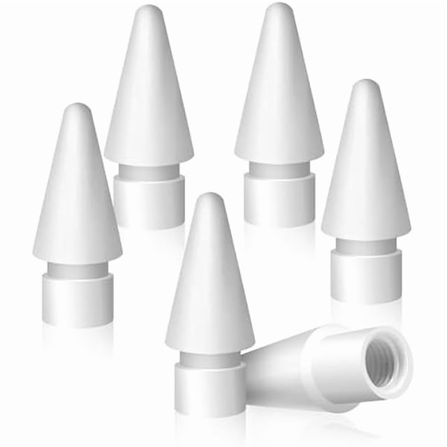 LinQingQ Replacement Tips for Apple Pencil 1st and 2nd Generation, No Wear Out Fine Point Precise Control Stylus Pen for Ipad Pro/Air/Mini, White, 6 Pack