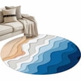 thumbnail image 2 of Round Area Rug 4ft,Summer Beach Blue Gradient Water Ripple Washable Carpet Non-Slip Runner Accent Rugs Indoor Floor Mat for Bedroom Living Room Decor,Seaside Waves, 2 of 9
