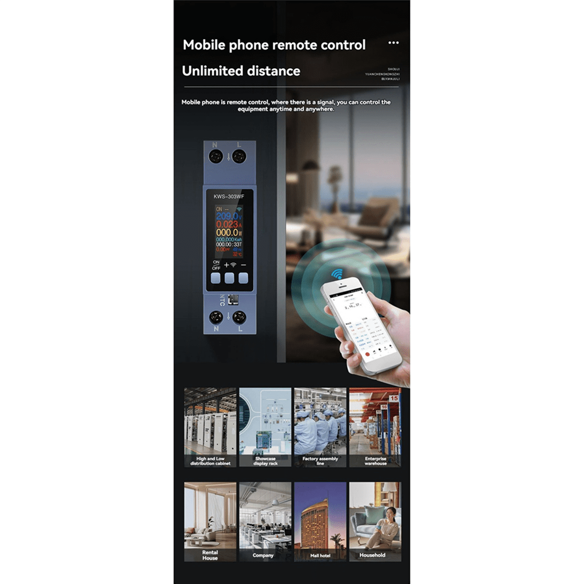 2X TUYA WIFI Energy Meter Din Rail Mount Digital Voltmeter Ammeter Wattmeter AC 100-290V KWh Power Meter Remote Control,2 x Electricity Meter