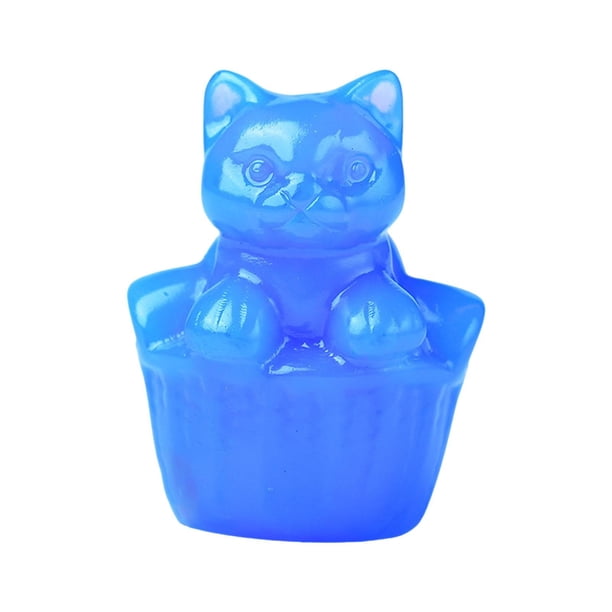 Estatua de gato de cristal de imitación, de mesa, colección moderna, linda escultura en miniatura Azul