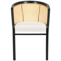 SAFAVIEH Edan Mid-Century Polyester Solid Dining Bistro Chair, Black/White
