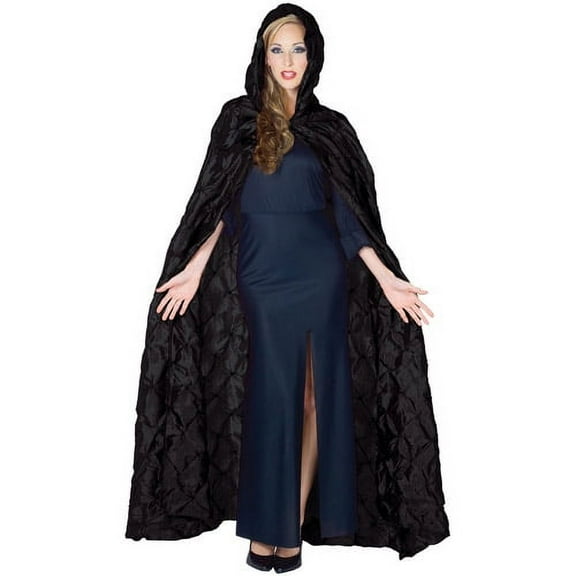 63" Black Taffeta Pintuck Adult Costume Cape