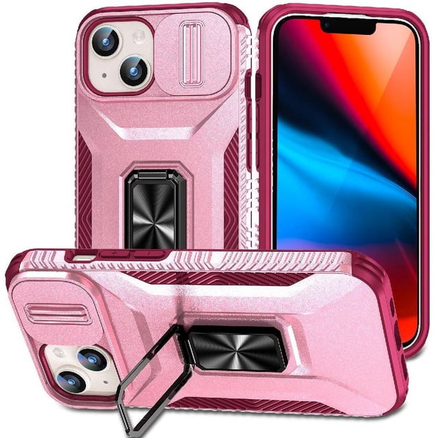 Funda para GANGXUN iPhone 15 - Soporte metálico, Función magnética, Rosa