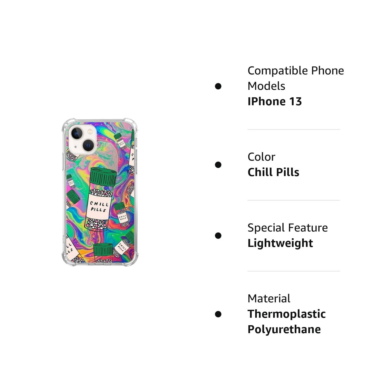 Chill Pills Case Compatible with iPhone 13,Aesthetic Art Design TPU Full  Cover Shock-proof Case - Walmart.com