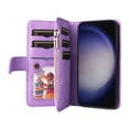 thumbnail image 6 of Allytechgroup Wallet Case for Samsung Galaxy S24 FE, with Zipper Pocket Multiple Cards Slots Flip Stand Shockproof Premium PU Leather Hand Wrist Phone Cover for Samsung Galaxy S24 FE, Purple, 6 of 12