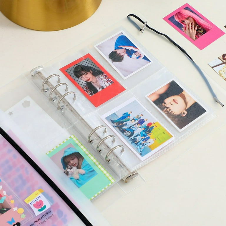 A5 Clear Stickers Binder Collect Book DIY Kpop Photo Ablum With10pcs  Sleeves Idol Photocards Organizer School Stationary