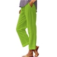 thumbnail image 3 of Women's Patchwork Cotton Linen Casual Pants Loose Fit with Pockets, 3 of 7