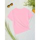 thumbnail image 2 of Camiseta informal de manga corta con cuello redondo para niña con estampado de lazo, tejido de punto de algodón ligeramente elástico, corte regular para niñas de 12 años o menos., 2 of 6