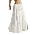 thumbnail image 6 of Womens Ruffle Maxi Skirts: Elastic Pleated Long Skirt-Summer Casual Boho Flowy Skirts with Drawstring White XL, 6 of 7