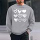 thumbnail image 1 of Amzcrzy Sudadera Para Hombre, Con Estampado De Corazones, Informal, De Manga Larga Y Cuello Redondo, Con Capucha, Color Gris, 3Xl, 1 of 6