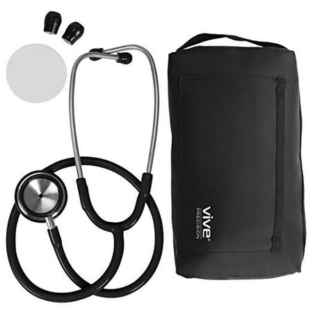 Vive Precision Stethoscope [Black] Dual Head Diaphragm Bell for Nurses, Cardiology, Veterinary, Fetal Pediatrics Blood Pressure