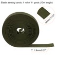 thumbnail image 2 of Cintas elásticas de costura Uxcell de 11 yardas, cordón elástico plano de 1-1/2" de ancho para manualidades, verde ejército, 2 of 6
