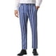 thumbnail image 1 of Pantalones de patrón irregular Inspire Chic para hombre, pantalones de frente plano con bloques de color y rayas, 32 azul marino, 1 of 6