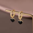 thumbnail image 4 of Sterling Silver CZ Black Heart Hoop Earrings for Women Teens Small Love Huggie Hoop Earrings Drop Valentines Day Earrings, 4 of 12