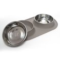 thumbnail image 5 of Messy Mutts Double Silicone Feeder with Stainless Bowls | Non-Skid Food Dishes for Dogs | Sizes Available for All Pets | Dog Food Bowls | Extra-Large, 6 Cups Per Bowl | Grey, 5 of 7