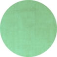 thumbnail image 1 of Ahgly Company Machine Washable Indoor Round Solid Turquoise Blue Modern Area Rugs, 4' Round, 1 of 4