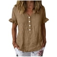 thumbnail image 2 of Womens Summer T-Shirts Short Sleeve V Neck Tops Loose Shirts Trendy Lightweight Soft Casual Summer Outfits Clothes, 2 of 7