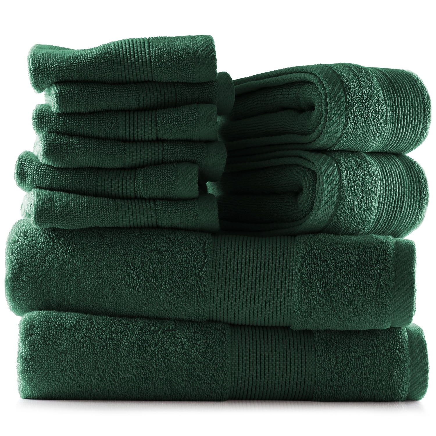 Clara Clark Bath Towels Set, 100% Cotton Luxury Softness 10 Pc Set, Hunter