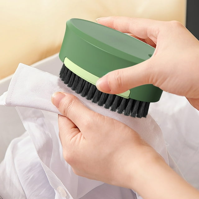 Cepillo para ropa | Quitamanchas de doble cara para ropa y zapatos | Cerdas duras y suaves | Mango ergonómico antideslizante | Opciones verde, blanco y naranja | 1 paquete