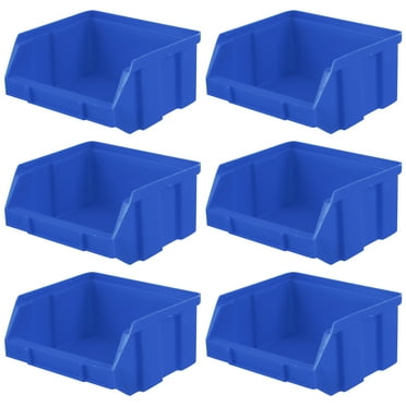GAXIRE Nesting Shelf Bin Box Blue PP Plastic for Warehouse Bins Home 6Pcs 3.93X3.73X1.97Inch