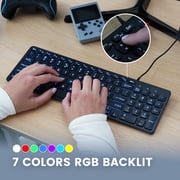 Perixx PERIBOARD-333RGB Wired Backlit USB Keyboard- X Type Scissor Keys - Compact 14.25x4.57x0.83 Inches - Big Print Letters - RGB Backlit - US English