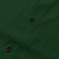 thumbnail image 6 of hlysgo Men's Linen Cotton Shirt Short Sleeve Band Collar Button Down Shirt Casual Summer Beach Vacation Shirts Green,2xL, 6 of 6