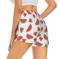 thumbnail image 4 of Picia Hand Drawn Watermelon Pattern Women's 2 in 1 Athletic Running Shorts High Waisted Workout Casual Gym Sweat Shorts with Comfy Liner Zipper Pockets-Medium, 4 of 9