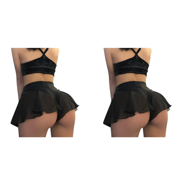 (2-Pack) Rinsvye Ruffled Pants Bikini Mini Women Shorts athletic Cotton High Tight Shorts Female Pajamas for Women Shorts Set Cotton Dance Pole Waist Pants